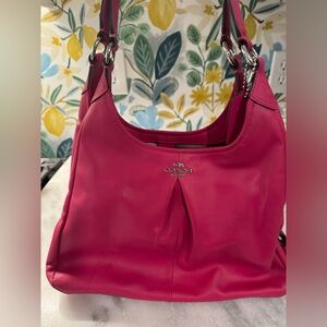 Pink leather Coach shoulder purse